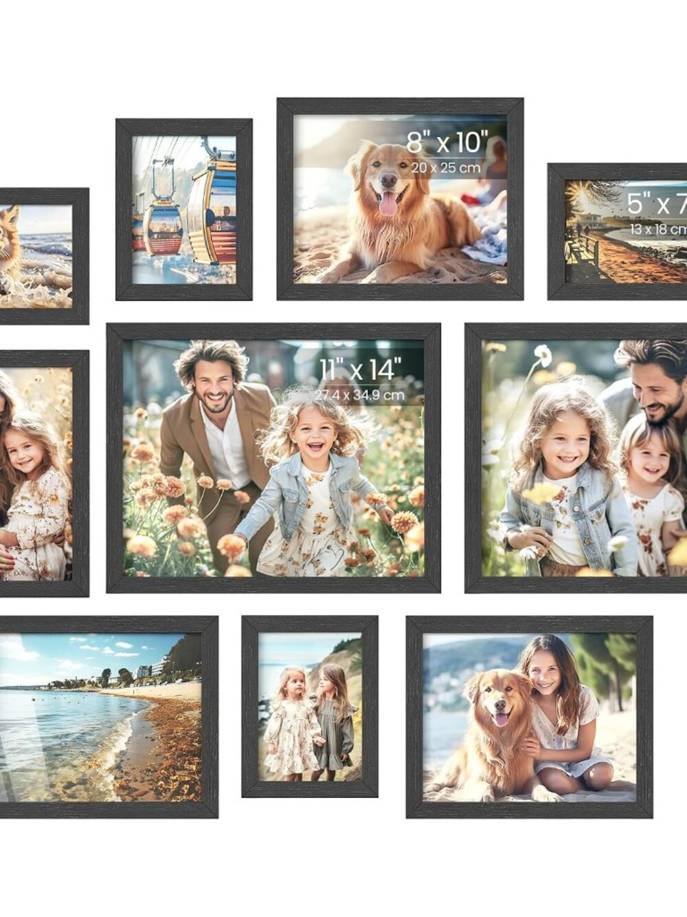 Collage Picture Frames, Set of 10, Glass